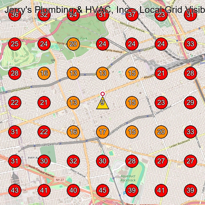 Jerry's Plumbing & HVAC, Inc GeoGrid visibility map for Hvac Contractor in Queens